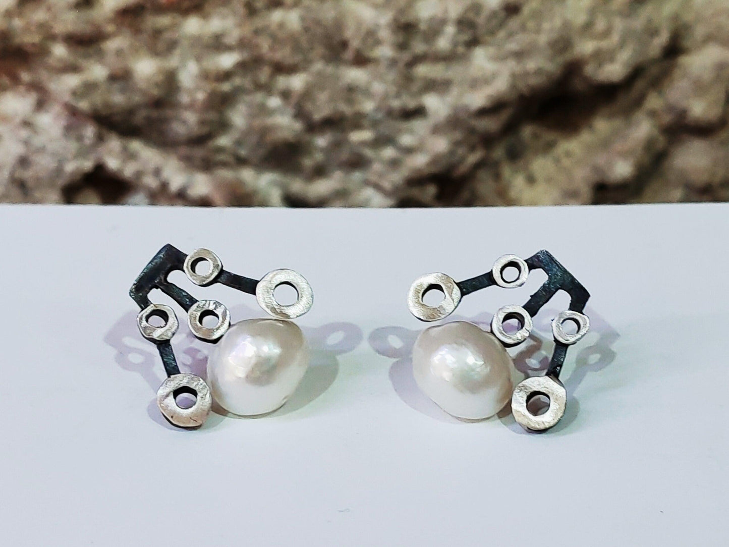 Pendientes círculos con perla - Amparo Valencia Joyas