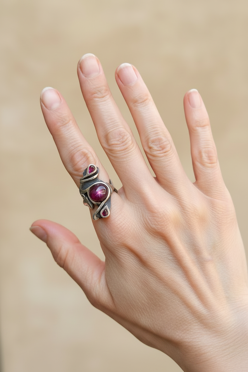 Anillo Único con rubi cabujón