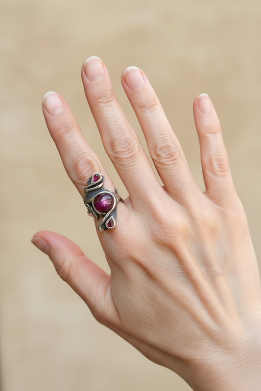 Anillo Único con rubi cabujón