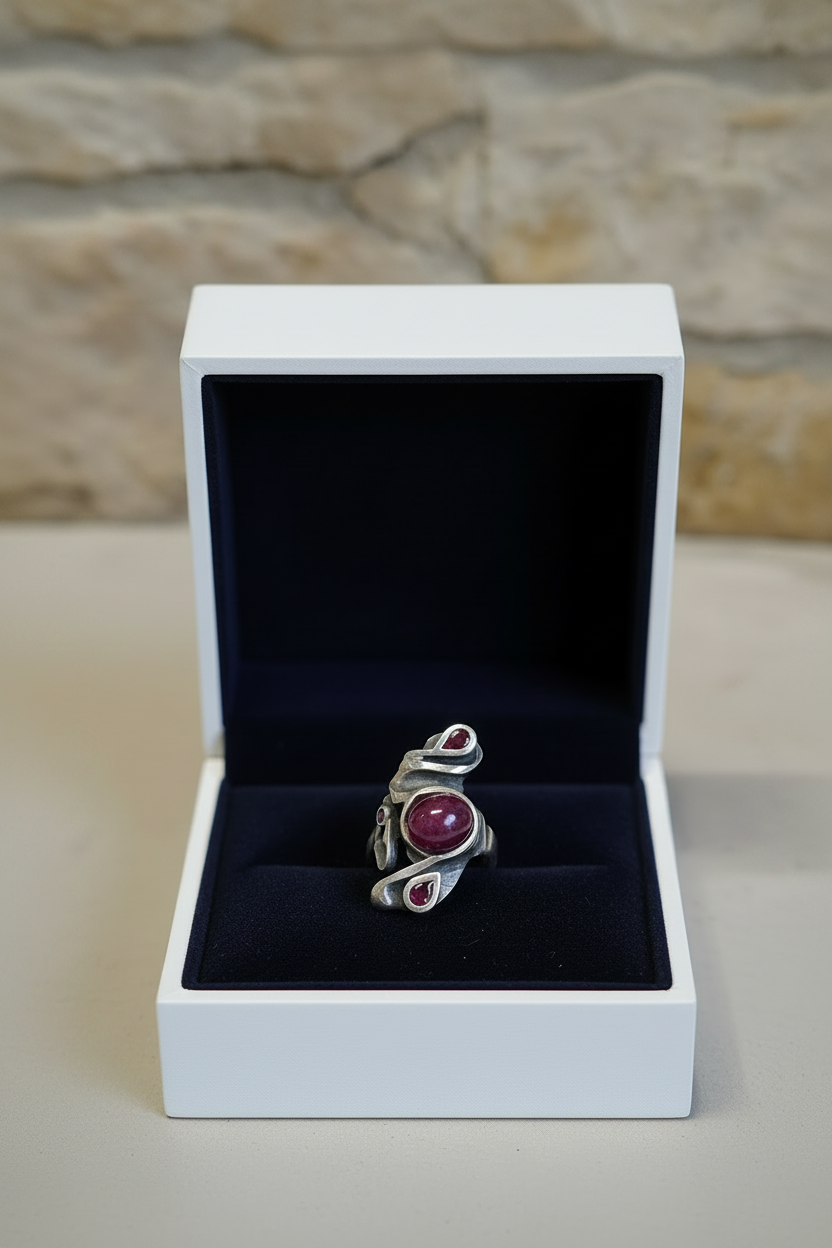 Anillo Único con rubi cabujón