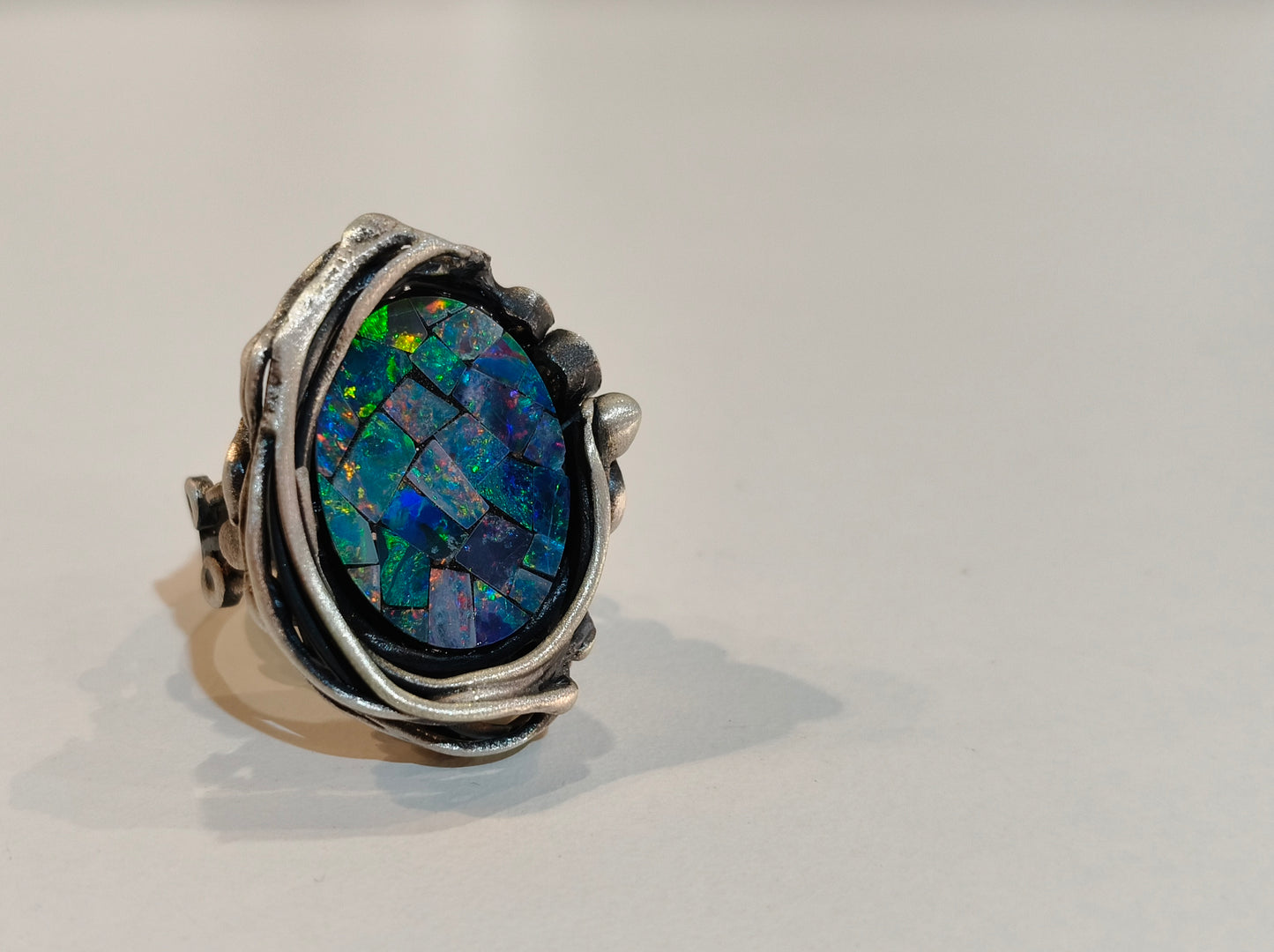 Opal Mosaic in Silver Setting