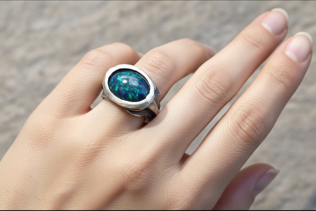 Ópalo Natural en Montura de Plata